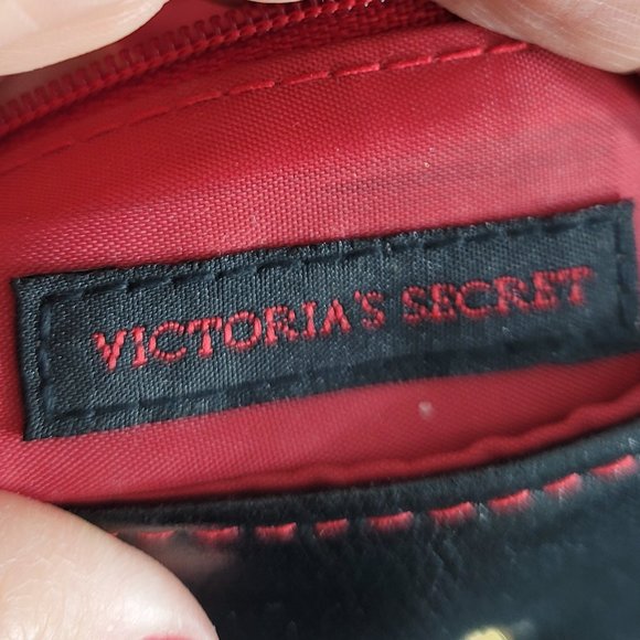 Victoria's Secret Women's Black Red Vegan Leather Mini Shoulder Purse Small Bag - Picture 6 of 12